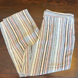 Chico's Size 1, Linen Blend Stripped Wide-Leg Pants, Size M/8